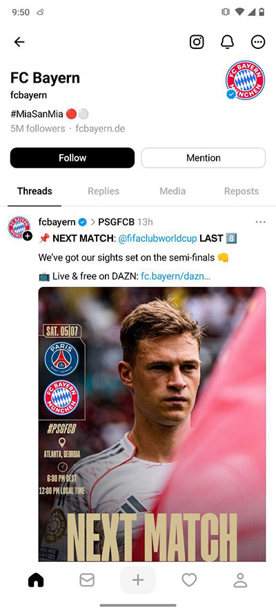Finding content in Threads app