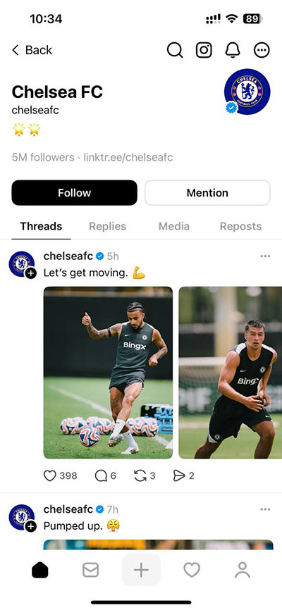 Finding content in Threads app on iOS