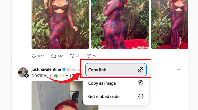 Copying the Threads post URL